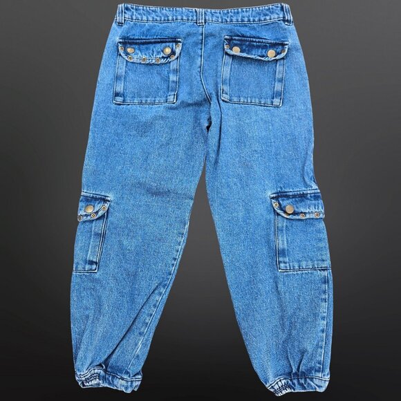 Y2K Denim Capri Cargo Pants Jeans Embroidered Flowers Size 2 Fairy Boho Low Rise - Picture 6 of 6